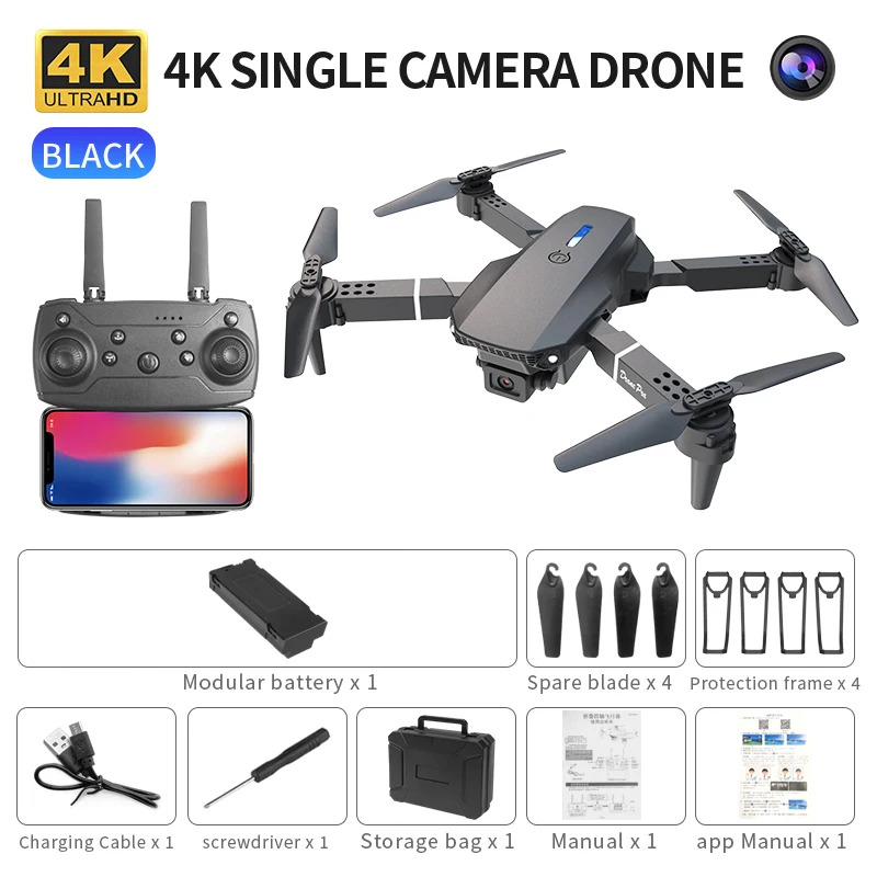 Drone Camera Wide Angle - Dron plegable inteligente E88 Pro, compatible